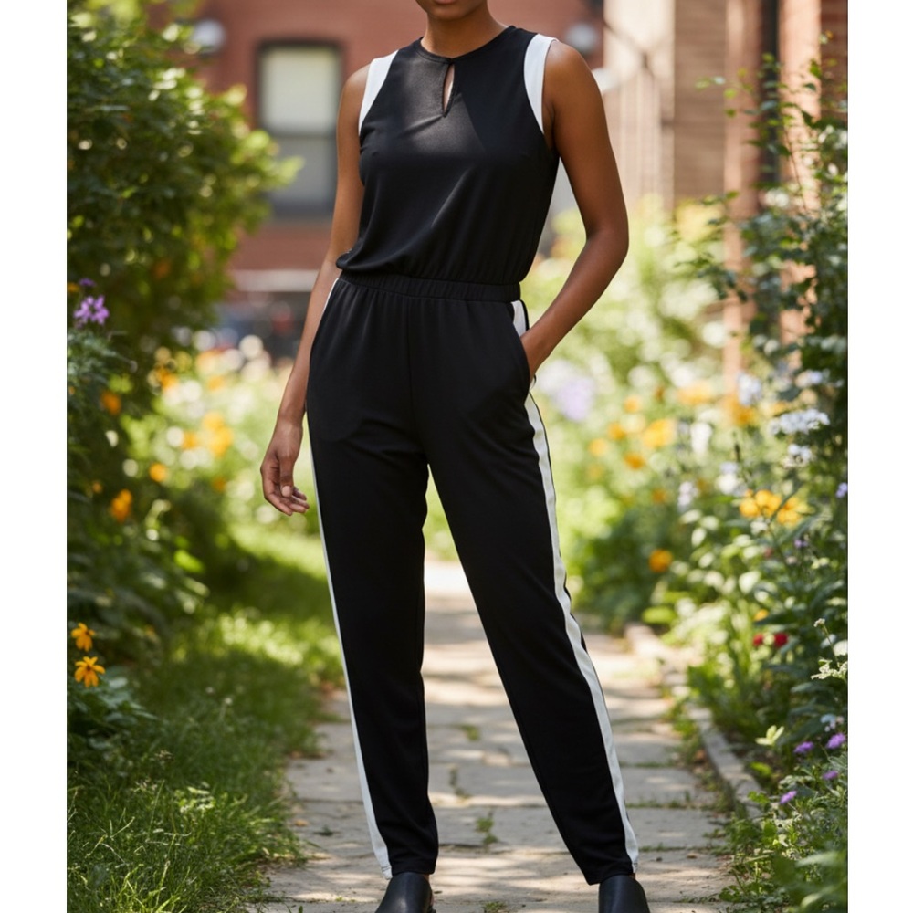 The Limited Black and White Sleeveless Jumpsuit